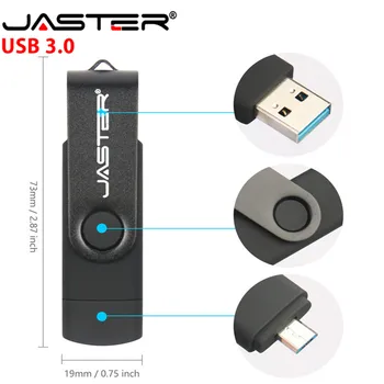 Ātrgaitas JASTER USB 3.0, USB Flash Drive usb OTG tālrunis/tablete 64GB, 32GB 16GB 8GB Pen Drive 2 in 1 funkcijas pendrive