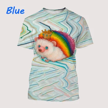 Jaunas vasaras modes dzīvnieku Ezis 3D iespiests T-krekls gudrs īsām piedurknēm vīriešu krekls topi