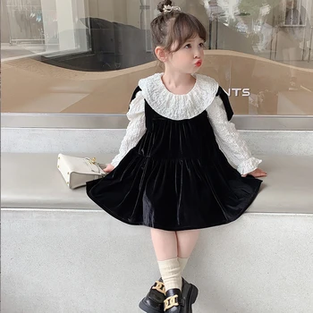 Ir 2021. Jaunu Tumšā Rudens Maz Meiteņu Kleitu Bērnu Apģērbs Bērnu Bērni Zeķu Princese Kleitas Gudrs Toddler Sundress Pavasarī