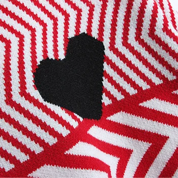 SAYTHEN ir 2021. Rudens Ziemas Sievietes Salds Džemperi Ģeometriskā Sirds Modelis ar garām Piedurknēm Topi Jauki Puloveri, Trikotāžas Džemperis Brīvs