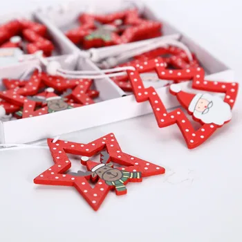 12 gabali mazu koku pieci norādīja zvaigzne, Ziemassvētku koka dāvanu rotājumi Eiropas stila mājas krāsu cute karikatūra rotājumi