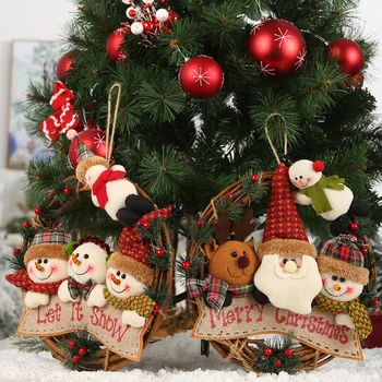 JIEME Ziemassvētku Rotājumi Santa Claus, Sniegavīrs Elk Rotangpalmas Gredzenu, Kulonu Rotangpalmas Vainags Kulons Brīvdienu Rotājumi