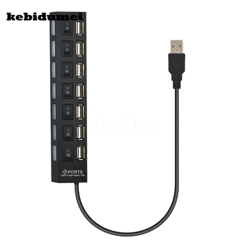 Kebidumei Swithcer Hub USB Hub Super Ātrums 7 porti LED Indikators 5Gbps, Lai Portatīvo DATORU Windows XP Win7/8 Linux,Mac OS