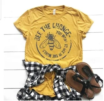 Bišu Izmaiņas Jūs Vēlaties Redzēt Pasaulē T-krekls Sievietēm Grafiskais Modes Grafikas Tees Ulzzang Sieviešu Krekli