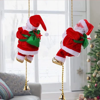 Elektriskā Santa Claus Kāpšanas Kāpnēm Uzkāpt Krelles Un Iet Uz Leju Atkārtoti Mazulis, Rotaļu Dāvanu Jauno Gadu Ziemassvētku Statuetes Ornaments