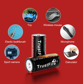 TrustFire Sākotnējā 16340 880mAh 3,7 V Uzlādējams Litija jonu Akumulators 500 Reizes Piemērots Gaismiņu Rotaļlieta Litija Baterijas Šūnas