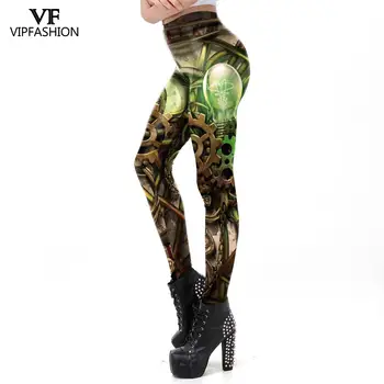 VIP MODES Vintage Rīku 3D Iespiesti Steampunk Sieviešu Slim Leggins Treniņu Bikses Fitnesa Sexy Leggins