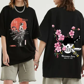 Viens Gabals Roronoa Zoro Luffy T Krekls Hip Hop Streetwear Vīrieši Sievietes Japāņu Lielgabarīta T-Krekls Vīriešiem Vasarā Īsām Piedurknēm T-Krekli