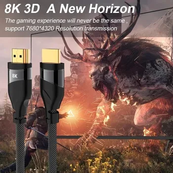 Super 8K video kabelis HDMI-saderīgam 2.1 Kabelis 5M ātrgaitas 8K@60HZ 4K@120HZ 48Gbps HDCP2.2 UHD HDR Xbox PS5 Roku Nintendo