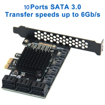 Paplašināšanas Karti Windows 7/8/ 10 PCIE 1X SATA Karti 6/10 Ostas 6Gbps SATA 3.0 PCIE Karšu Adapteri Converter for PC