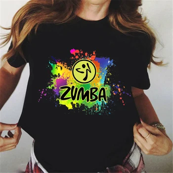 Jaunākās Akvarelis Deju Fitnesa T Femme Vasaras 2022 Grafikas Tees Sievietes melnās Īsās Piedurknes Gadījuma T Krekls Zumba T-Krekls top