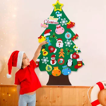 Bērniem DIY Jūtama Ziemassvētku Eglīte Priecīgus Ziemassvētku Rotājumi Mājās Ir 2021. Ziemassvētku Rotājumi Navidad 2022 Jaunā Gada Dāvanas Ziemsvētki Koks