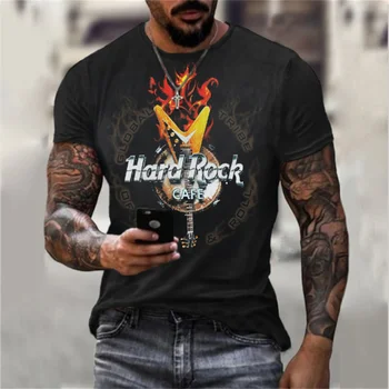 Hard Rock Modelis, 3D Druka Vīriešu Krekls Vasaras Gadījuma Visu Maču Lielajam T-krekli Zaudēt Lielgabarīta T-krekli Elpojošs Sporta Tops