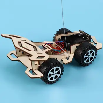Bērnu Koka DIY Montāža RC Auto Modeļa Rotaļlietu 4-CH Electric RC Sacīkšu Auto Modeli, Zinātne Eksperiments Modeļu Veidošanas Komplekti, Rotaļlietas,