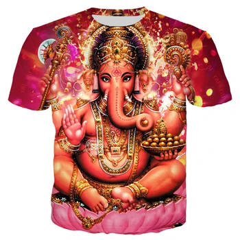 Ganeša T-krekli 3D Drukas Hindu Dieva Gudrības Ganeša T Vīrieši Sievietes Vasaras Ikdienas Īsās Piedurknes Harajuku Izmēra T-krekls