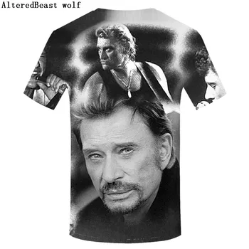 Johnny Hallyday T Krekls Rock 3D T Krekli Vasaras T-krekli Vīriešiem Smieklīgi Gadījuma Tee Krekls Vīriešiem ar Īsām Piedurknēm Izmēra T-krekls