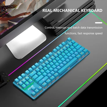 K300 Mechanical Gaming Keyboard Zilā Slēdzis LED Backlit TKL Datora Tastatūru, kas atbalsta USB 2.0 Pārsūtīšanas Režīms