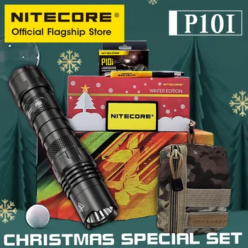 NITECORE P10i USB Lādējamu Taktiskais Lukturītis Self Defense 1800 Lūmenu ar Lakatiņu Kabatā Maisiņš Vīriešiem Ziemassvētku Dāvanu