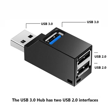 3 in 1 USB 3.0 Centrmezgls, Lai Portatīvo DATORU Datora USB 3.0/2.0 Sadalītāja Adapteris Notebook Dell Lenovo Datoru Piederumi