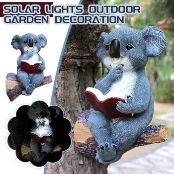 Simulācijas Dzīvnieku Dārza Statuja Sveķu Koala Saules Enerģijas Gaismas Koks Karājas Pagalmā Apdare Radošo Dārza Attēls Skulptūra