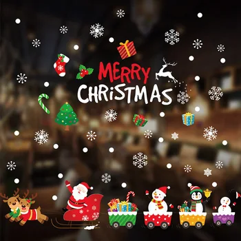Priecīgus Ziemassvētkus Ziemassvētku Skatlogu Uzlīmes Ziemassvētku Rotājumi Mājās Uzlīmes 2022 Jaunajā Gadā Grupa Stikla Ielīmējiet Ziemassvētku Dekori