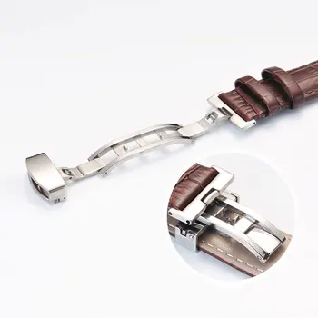Augstākās Kvalitātes 20mm Watchband Sudraba Tauriņš dubultā aizdare Modes Ādas Maināmu Siksnu Daniels DW Mujer Pulksteņi