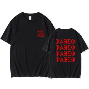 Es Jūtu, ka Pāvils Pablo Kanye West T-krekls vīriešu melns un balts kokvilnas vasaras skeitbordu T-krekls skeitbordu T-krekls
