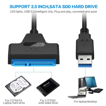 USB SATA Kabelis Sata USB 3.0 Adapteris, Līdz PAT 6 gb / s Atbalsts 2.5 Collu Ārējo SSD HDD Cieto Disku 22 Pin Sata III 3.0 2.0