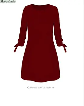Jaunākās plus sizs pavasara sieviešu kokvilnas kleitas dāma labas kleitas vienkrāsainu vienkārši slim modes apģērbu rudens garām piedurknēm kleita