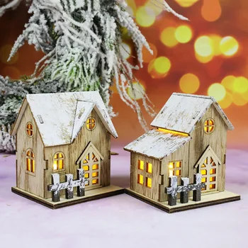 JAUNO Modes Ziemassvētku Gaismas, Salona Ziemassvētku Koka Māja Spoža LED Gaismas Mājās Apdare Nakts Lampas Kulons Prop Led Dāvanu
