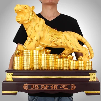 Ķīniešu Stilā Zelta Lucky Fortune Tiger Zodiaka Statuja Rotājumi Sveķu Skulptūru Amatu Mājas Dekorēšanas Aksesuāri, Kāzu Dāvanas