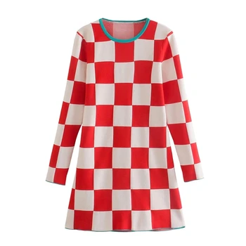 Za Sieviete Ir 2021. Rudens Kleitu Modes Žakarda Trikotāžas Mini Kleita Sievietēm Vintage cieši garām Piedurknēm, Sieviešu Puse Kleitas Vestidos