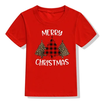 Ir 2021. Priecīgus Ziemassvētkus Bērniem, Sarkanā krāsā ar Īsām Piedurknēm T-krekls Zēniem, Meitenēm Bērnu Gadījuma T Krekli Toddler Grafikas Tees Bērniem Ziemassvētki Apģērbi