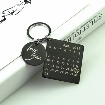 Custom Key chain Gravēšana datums Pielāgota Nerūsējošā Tērauda keychain Personalizētu Pielāgotus Rotaslietas Dāvanu Piliens kuģniecības dāvanu