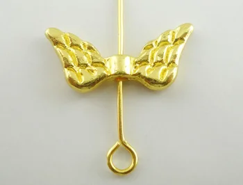 Doreen Lodziņā karstā - 50 Gab Zelta krāsā Eņģeļa Spārnus Piekariņi, Krelles Atzinumi (B03589)