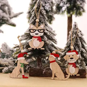KARSTĀS Ziemassvētku Rotājumi Koka Kokā Karājas Kuloni Elk Karikatūra Dzīvnieku Ornamenti Ir 2021. Jauni Ziemassvētku Rotājumi