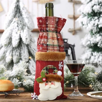 1PC Ziemassvētku Vīna Pudele Ietilpst Soma Brīvdienu, Santa Klauss Šampanieša Pudeles Vāciņš Sarkans Priecīgus Ziemassvētkus Galda Rotājumi Mājas