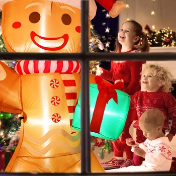 Ziemassvētku Inflatables, 8Ft Piparkūkas Cilvēks Uzspridzināt Ziemassvētku Rotājumi Āra Rotaļlietas Built-in LED Gaismas ir 2021. Jaunajā Gadā Grupa