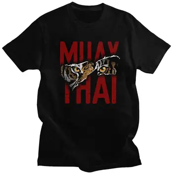 Jaunums Vīriešu Muay Thai Tiger T Krekli ar Īsām Piedurknēm Crewneck Kokvilnas T-krekls Atpūtas Taizeme Cīņas Mākslas Cīnītājs, Gara Tee Augšu