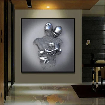 Metāla Attēls Statuja Mākslas Audekls Gleznošanai Romantiskās Abstraktās Plakāti un Izdrukas Sienas, Attēlus, Modernās viesistabas Mājas Apdare