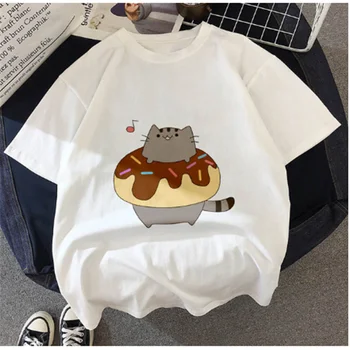 AOWOF Tauku kaķis kawaii T-krekls sieviešu 2020 