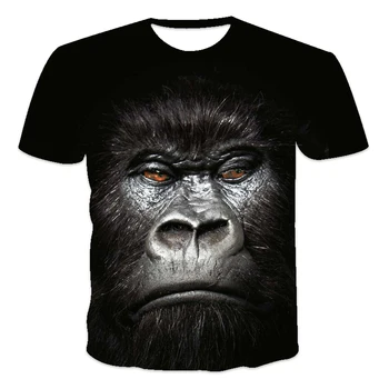 Vislabāk pārdoto jauno vīriešu T-krekls vaļīga apģērba retro īsām piedurknēm modes dzīvnieku gorilla drukāt O-veida kakla vīriešu T-krekls