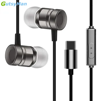 GutsyMan USB Type-C-ear stereo austiņas Digitālo vadu sporta metāla austiņas ar MIC GALAXY S8 HUAWEI P10 nova 2 XIAOMI 6