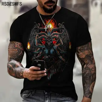 Vasaras Modes Šausmu Galvaskausa 3D Drukas Vīriešu T-Krekls Unisex Apaļu Kakla Īsām Piedurknēm Elpojošs Lielgabarīta Vīriešu T Kreklu apdruka Vīriešu Apģērbs