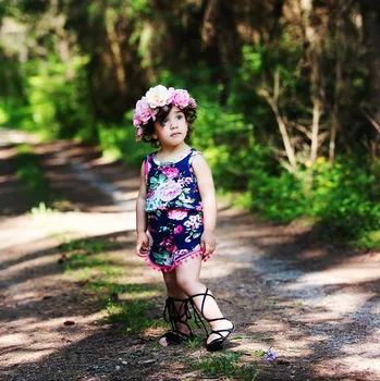 Vasaras Bērnu Drēbes, Bērnu Meitenes Ziedu Arbūzs Drukāt Pušķis Jumpsuit Zīdaiņu Playsuit Bērniem Sunsuit Baby Girl Jaundzimušo Romper