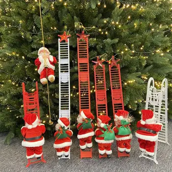 Ziemassvētku Dāvanu Elektriskā Kāpšanas Kāpnes, Santa Claus, Ornamentu, Apdare, Mājas Ziemsvētki Koks Karājas Dekoru Ar Mūziku