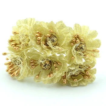 6pcs Zelta un Sudraba Spīdums Mākslīgā zīda ziedu pušķis, Kāzu Dekorēšana Albums DIY handcarft Viltus ziedi