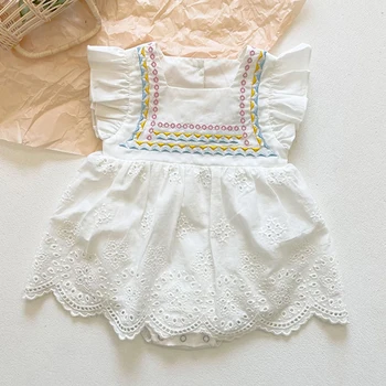 Baby Girl Dress 2021. Gada Vasaras Krāsains Izšūtas Bērnu Kleita Lidot Piedurknēm Baby Girl Apģērbu Bez Piedurknēm, Bērnu Viengabala Jumpsuit