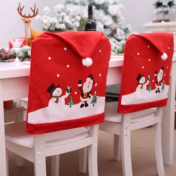 Noel Santa Klauss, Ziemassvētku neaustu Vakariņu Galda Red Hat Krēslu Atpakaļ Sedz Ziemassvētki, Ziemassvētku Rotājumi Mājās Jauno Gadu 2021