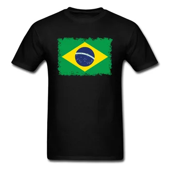 Brazīlijas karogu Vasaras/Rudens Kokvilnas Apaļu Kakla Tees Īsām Piedurknēm Ikdienas Krekli Lielgabarīta Vasaras Top T-krekli